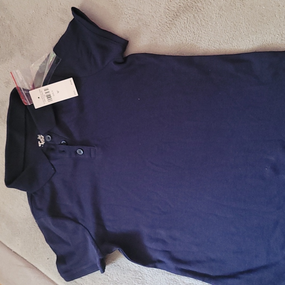Nwt Justice Girls Navy Blue uniform cotton collared shirt size 8